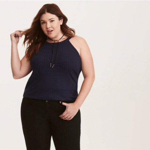 Torrid Navy Goddess High Neck Top 2x NEW NWT - Picture 2 of 10